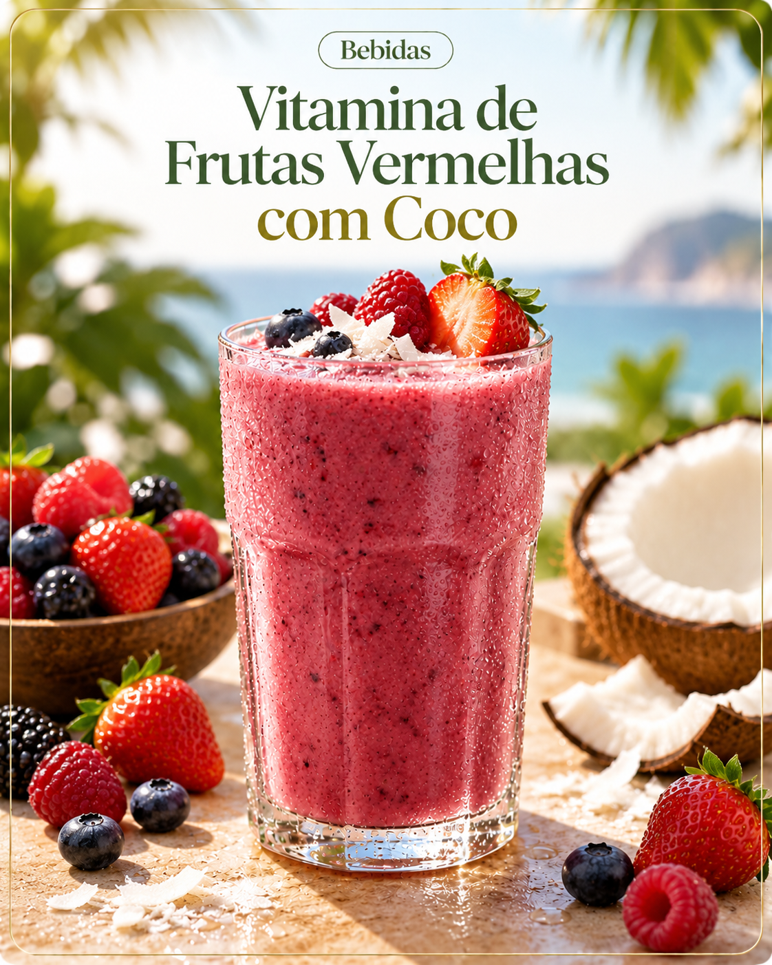 Smoothie de frutas vermelhas com coco