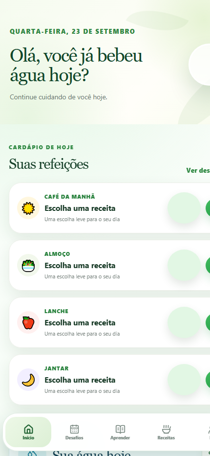 Tela Início do aplicativo